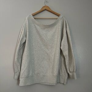 Abercrombie & Fitch Light Gray Off-the-Shoulder Sweater